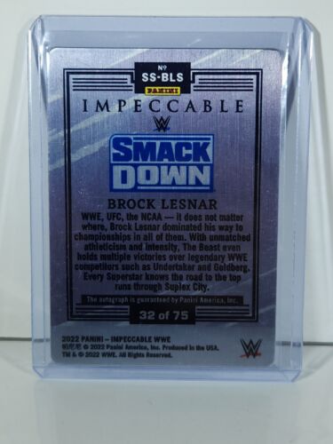 2022 Panini Impeccable WWE Stainless Stars Blue Brock Lesnar AUTO /75