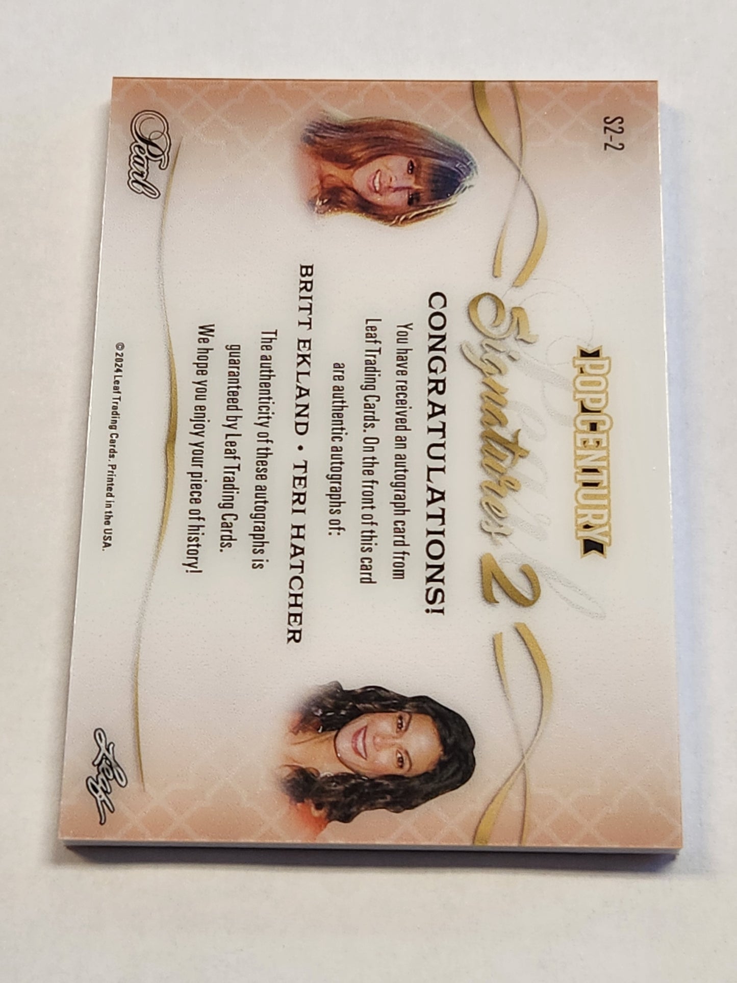 2024 Leaf Pop Century Pearl Britt Ekland Teri Hatcher # 1/1 Duel Auto One of One