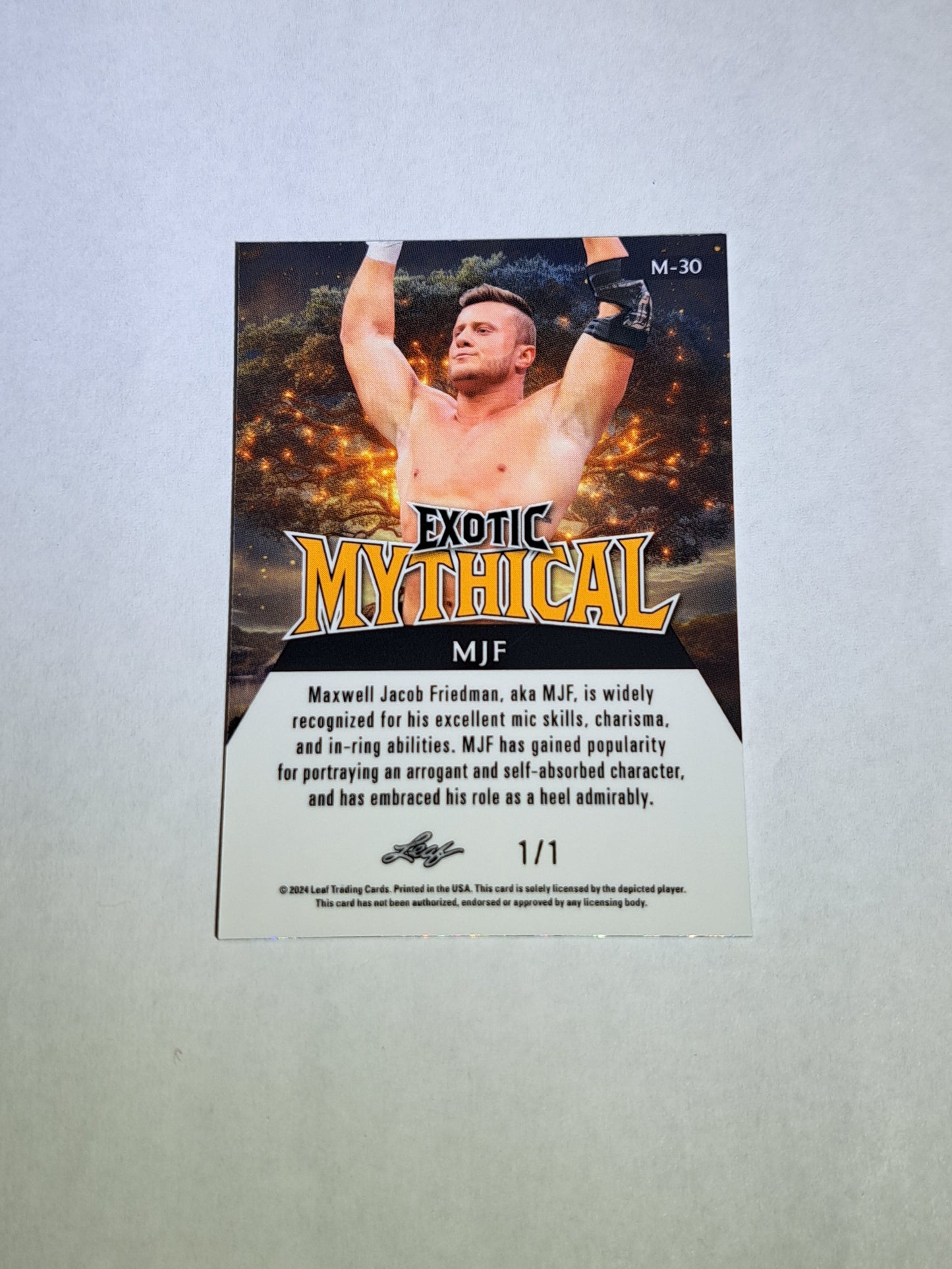 2024 Leaf Exotic Mythical MJF 1/1 M-30 AEW Card Maxwell Jacob Friedman