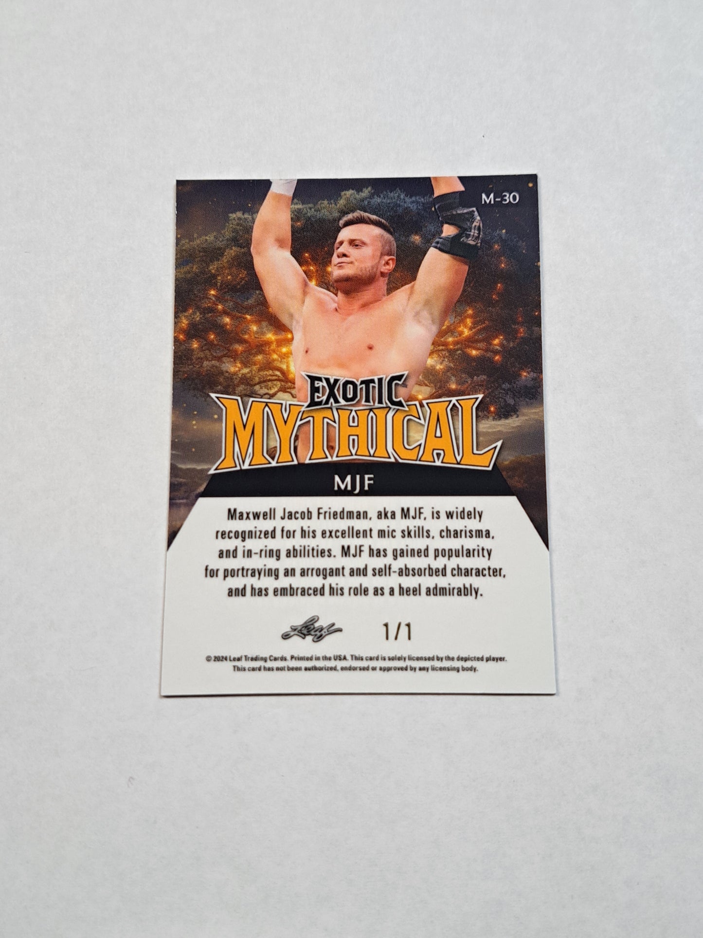 2024 Leaf Exotic Mythical MJF 1/1 M-30 AEW Card Maxwell Jacob Friedman