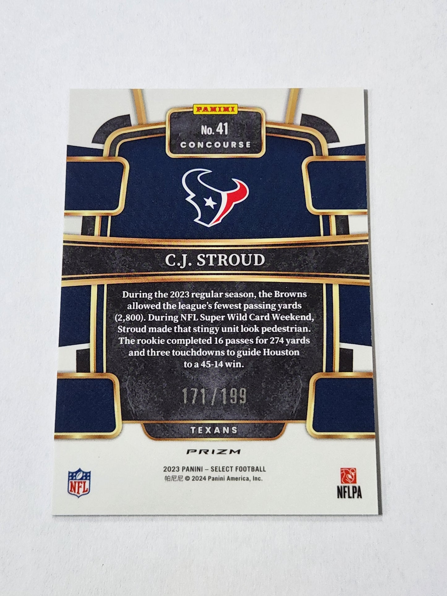 2023 Panini Select CJ Stroud RC Concourse /199 No. 41
