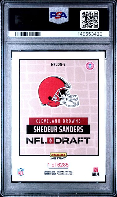2025 Panini Instant Donruss Shedeur Sanders Draft Night BuyBack On Card Auto PSA 9