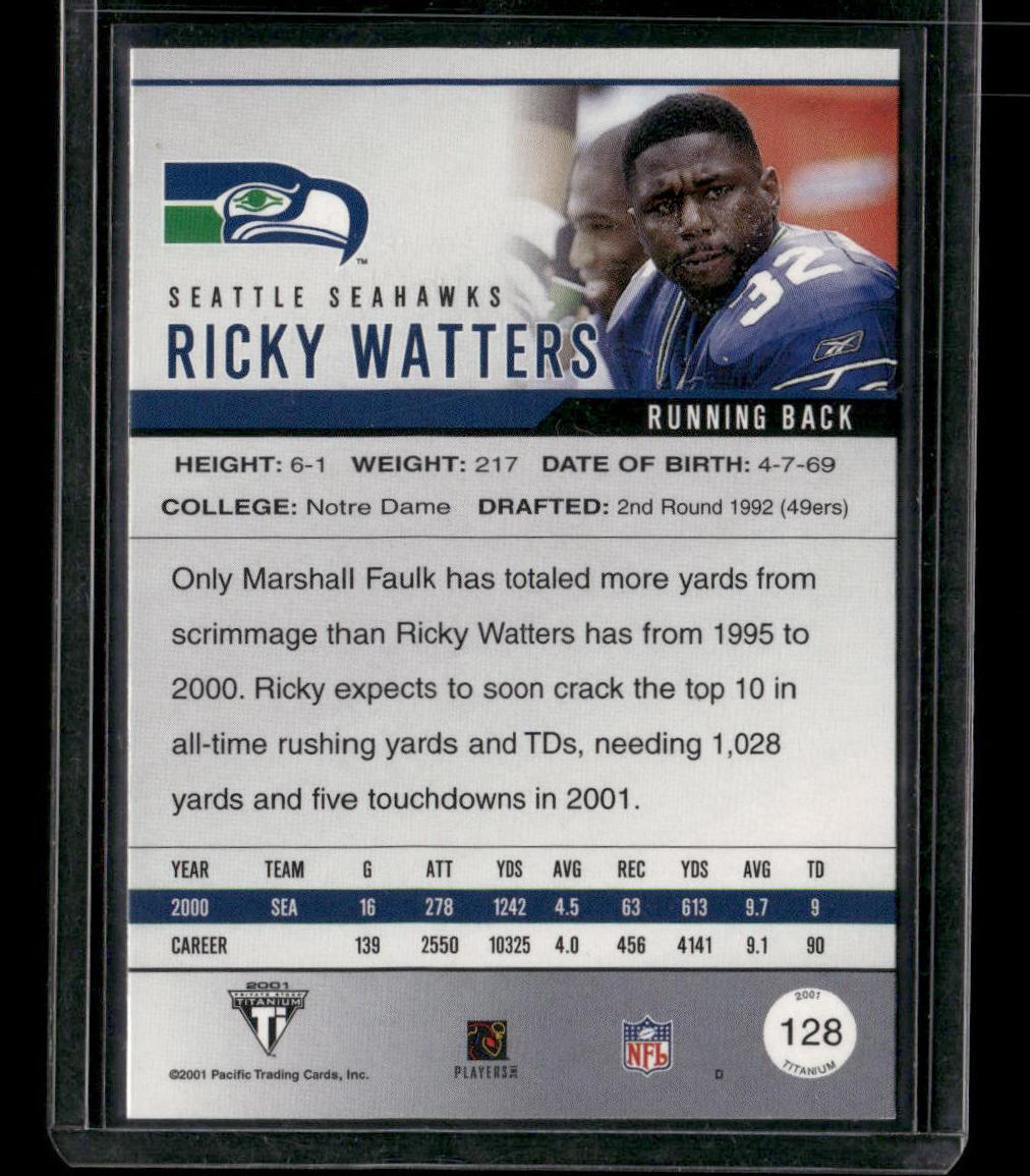 2001 Pacific Private Stock Titanium #128 Ricky Watters Red #/58