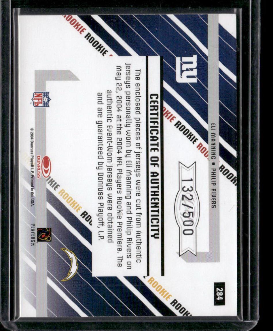 2004 Leaf Rookies & Stars #284 Eli Manning / Philips Rivers #/500