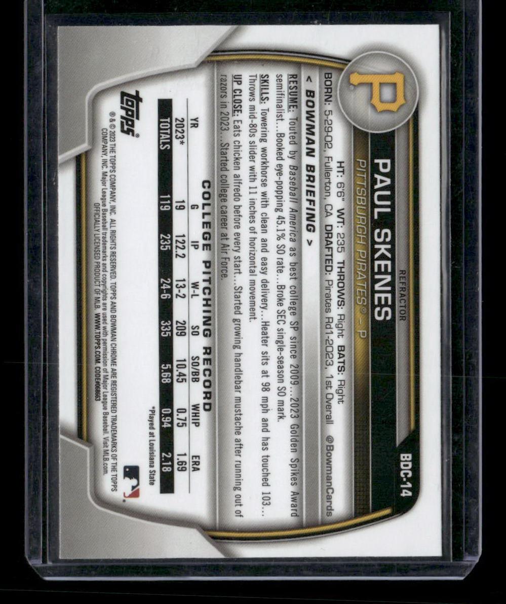 2023 Bowman Draft #BDC-14 Paul Skenes Chrome Lunar Glow Refractor