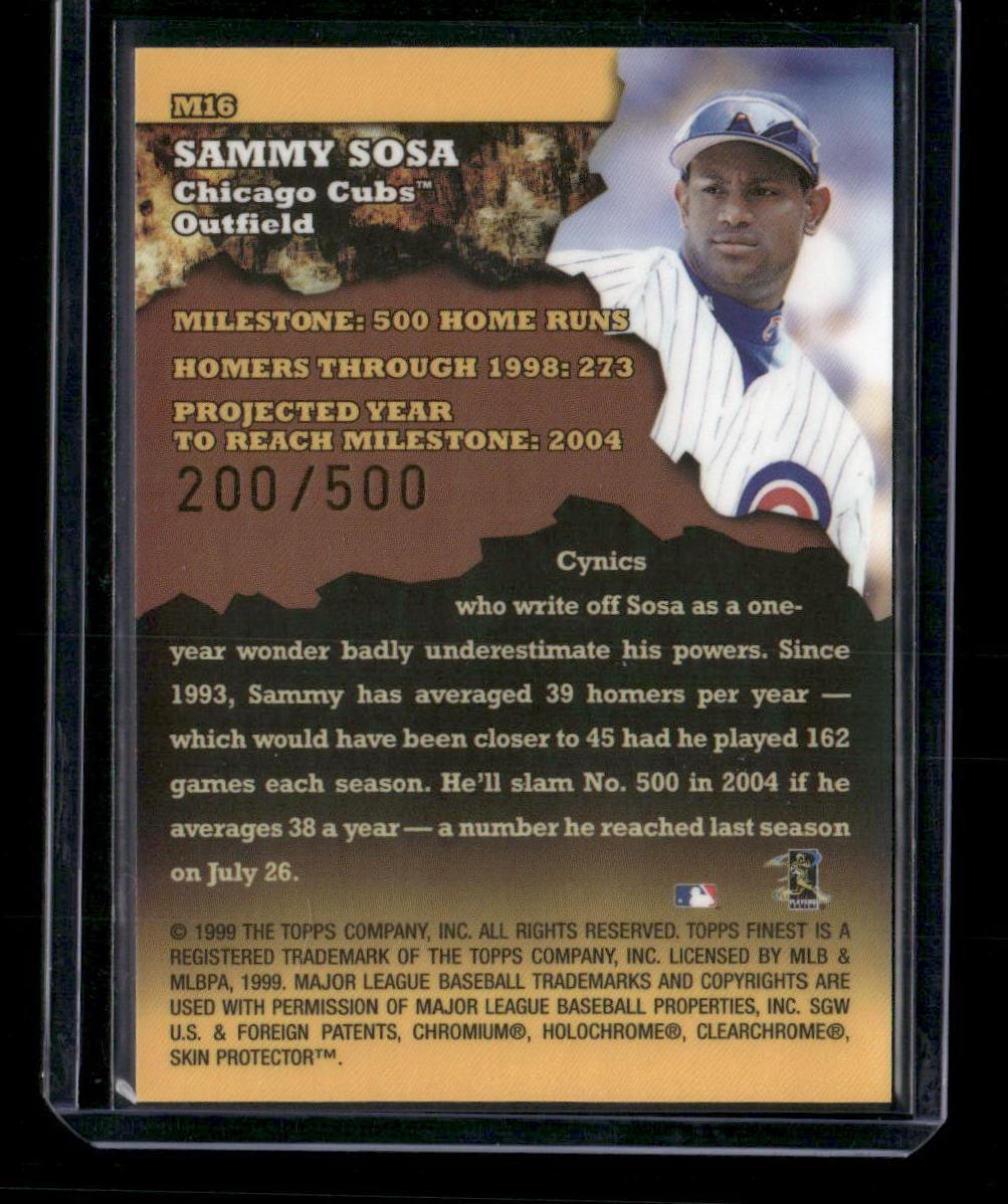 1999 Finest #M16 Sammy Sosa Milestones #/500