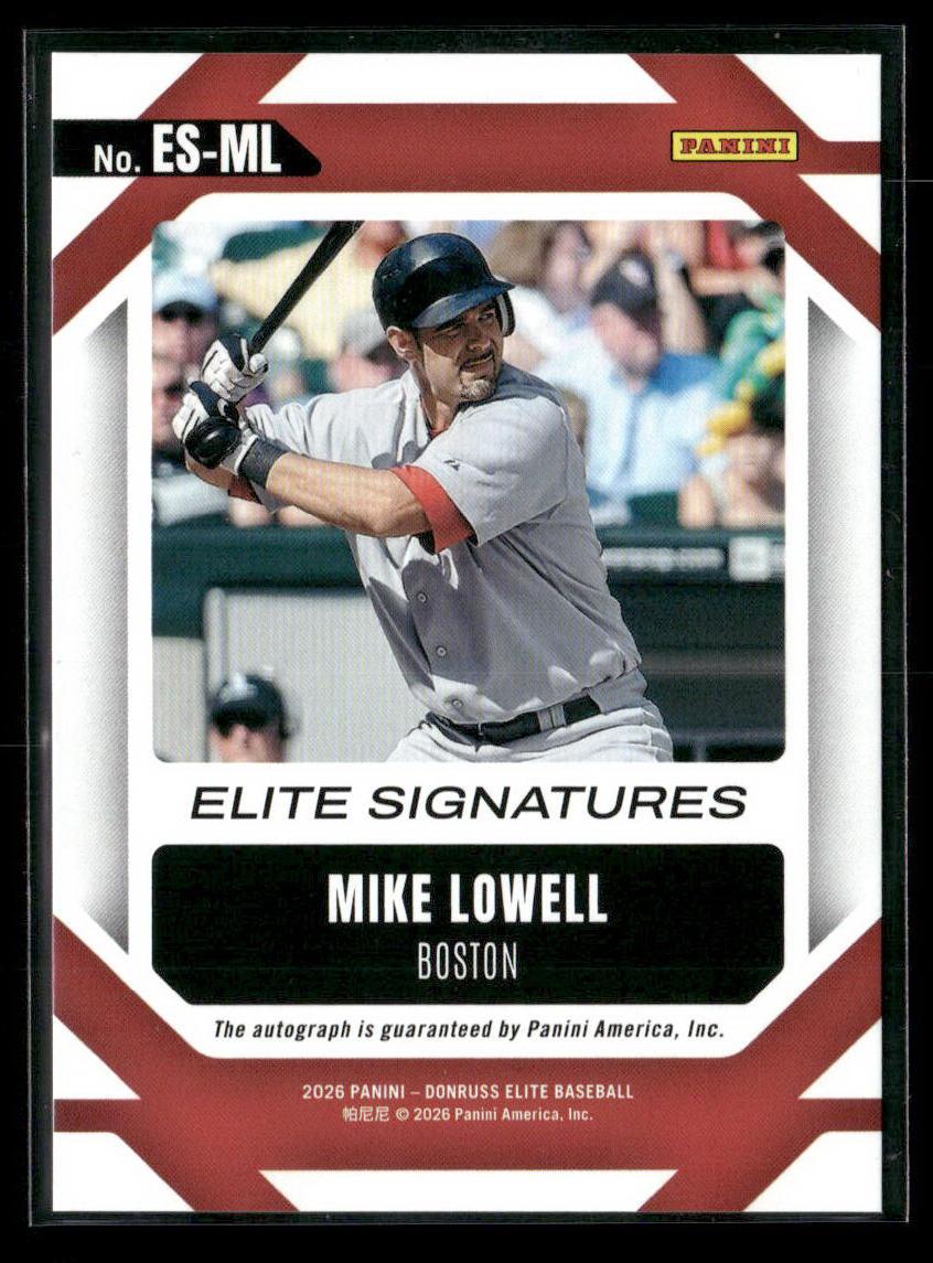 2026 Donruss Elite #ES-ML Mike Lowell Elite Signatures Purple #/25