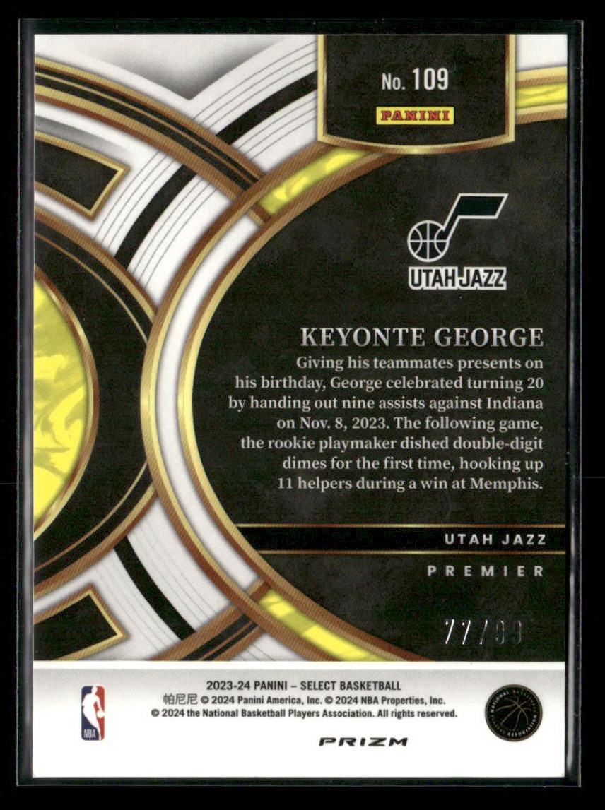 2023-24 Panini Select #109 Keyonte George Pink Cracked Ice Prizm #/99