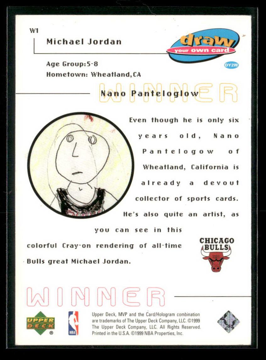 1999-00 Upper Deck MVP #W1 Michael Jordan Draw Your Own Trading Card Winner