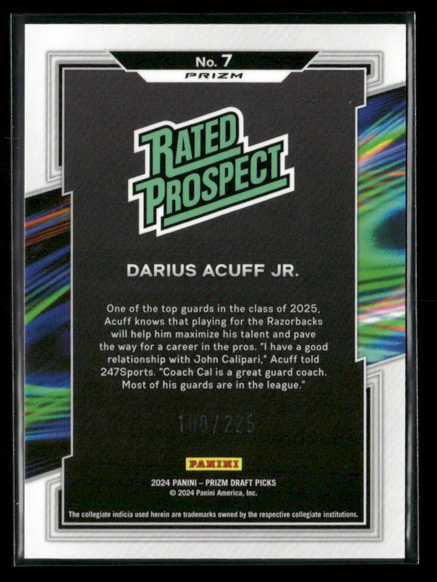2024 Panini Prizm Draft Picks #7 Darius Acuff Jr. Prizm Red Ratwave #/225