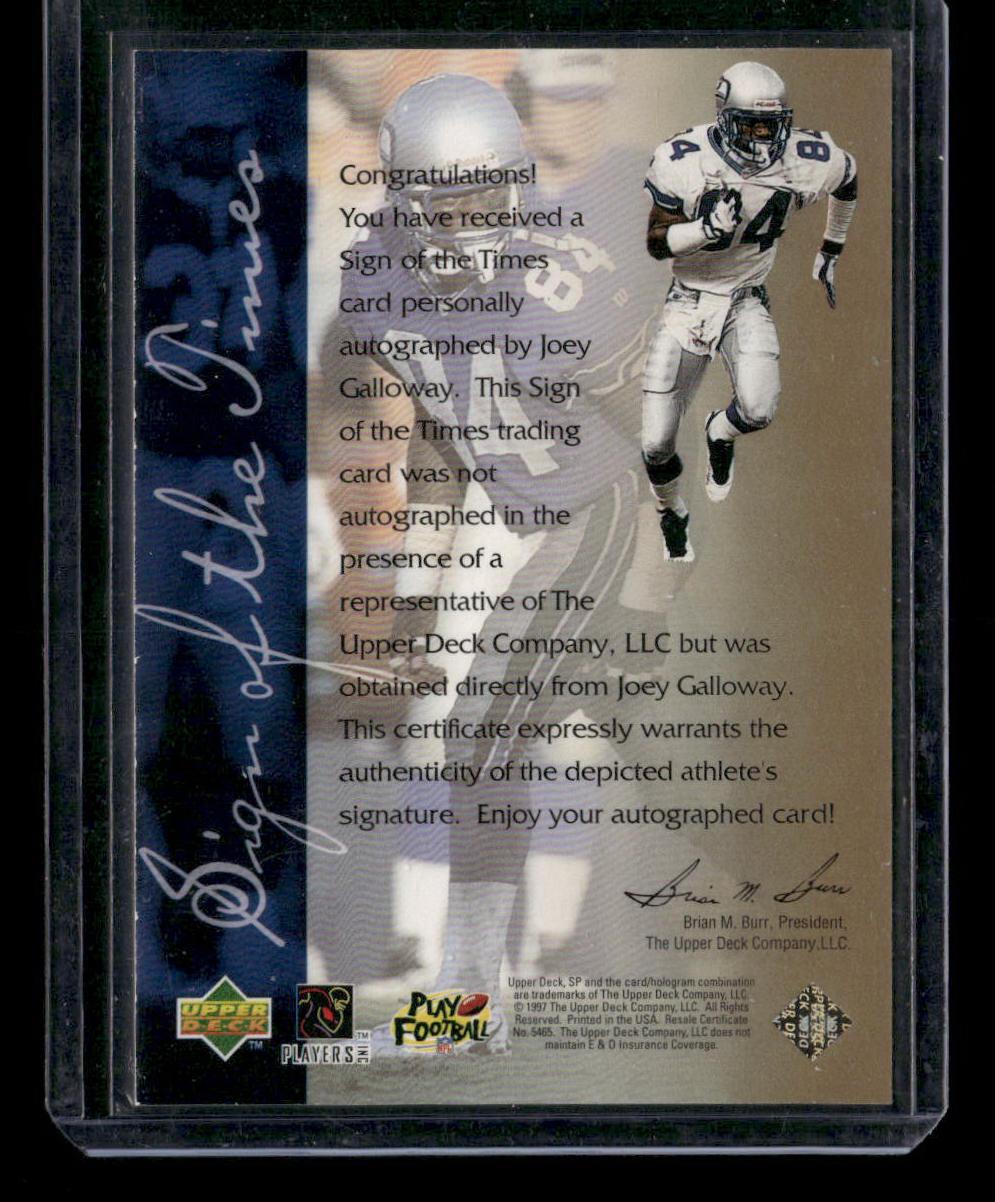 1997 SP Authentic #NNO Joey Galloway Sign of the Times