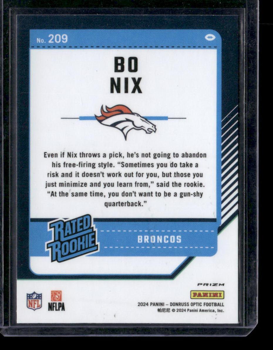 2024 Donruss Optic #209 Bo Nix Blue Hyper
