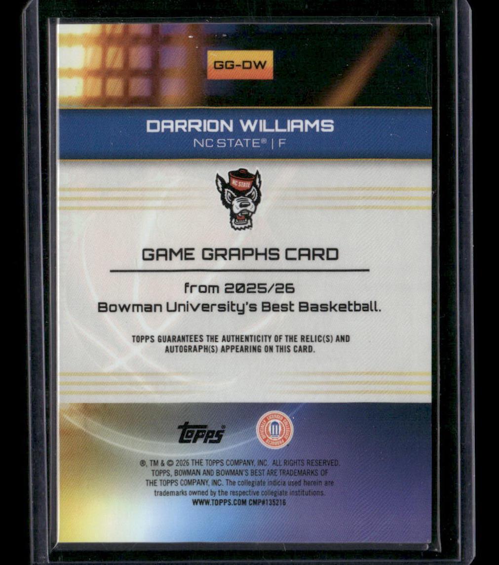 2025-26 Bowman's Best U Darrion Williams Game Graphs Orange Mini-Diamond #/25
