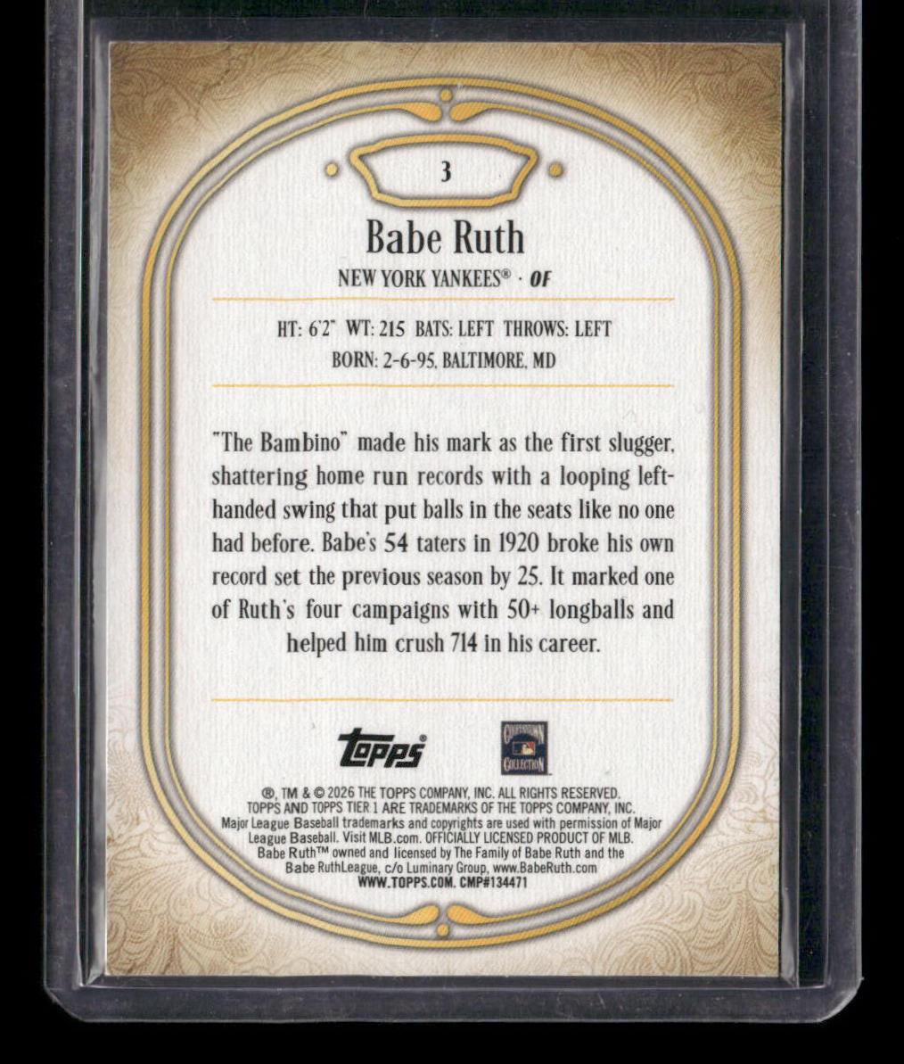 2026 Topps Tier One #3 Babe Ruth Purple #/50