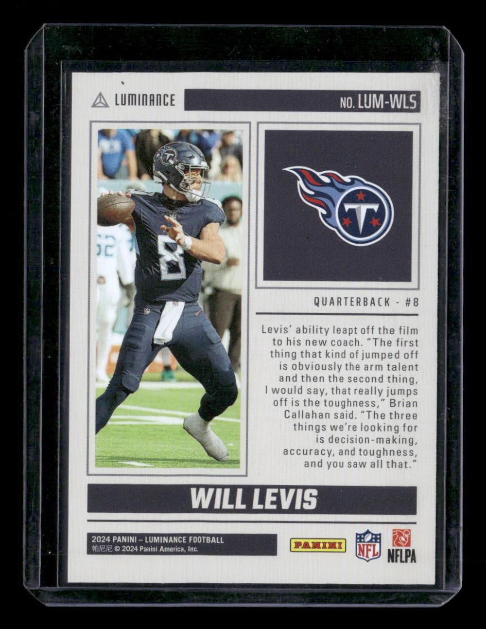2024 Panini Luminance #LUM-WLS Will Levis Luminosity