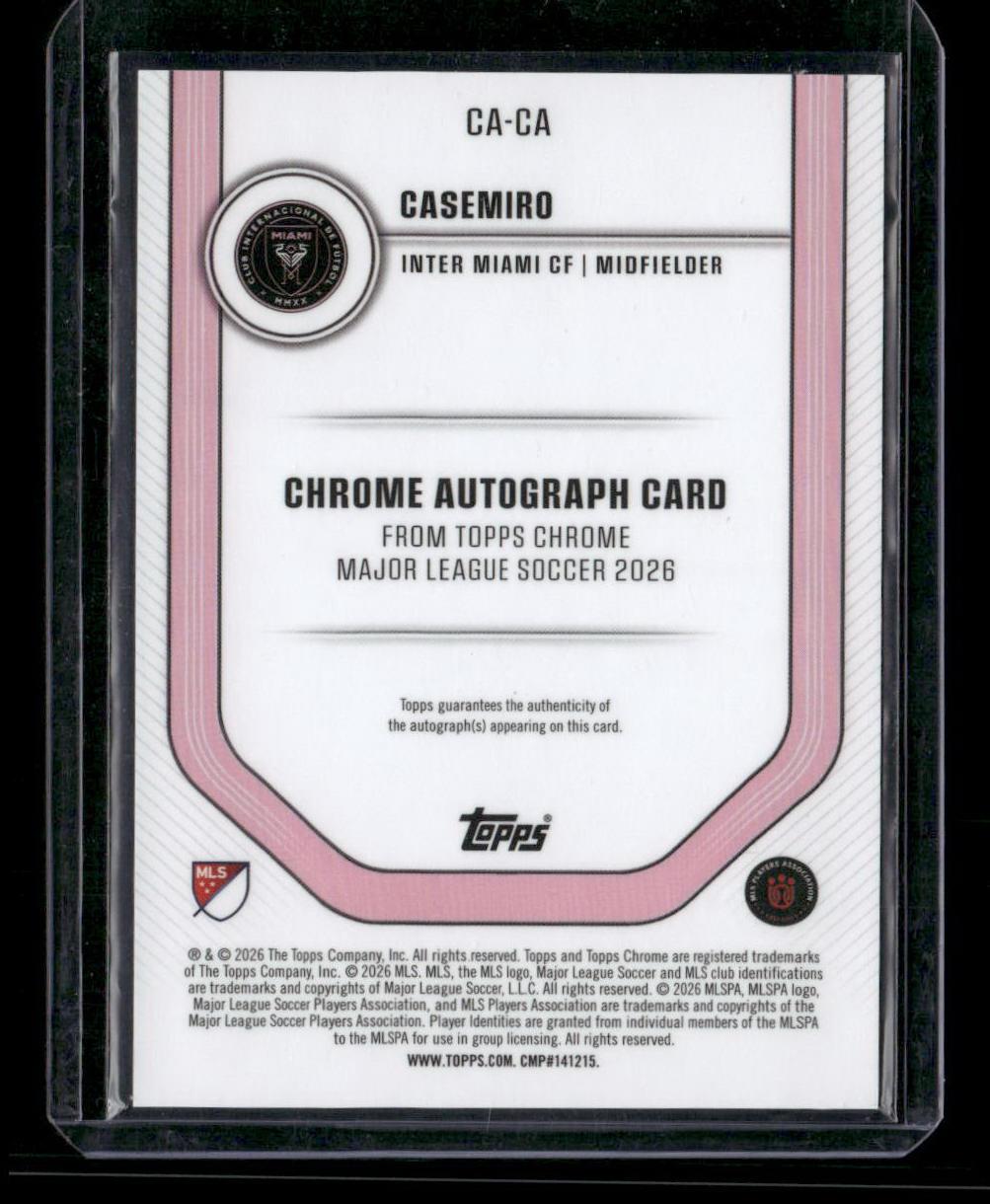 2026 Topps Chrome MLS Casemiro Chrome Auto Red/White/Blue Shimmer Refractor #/50