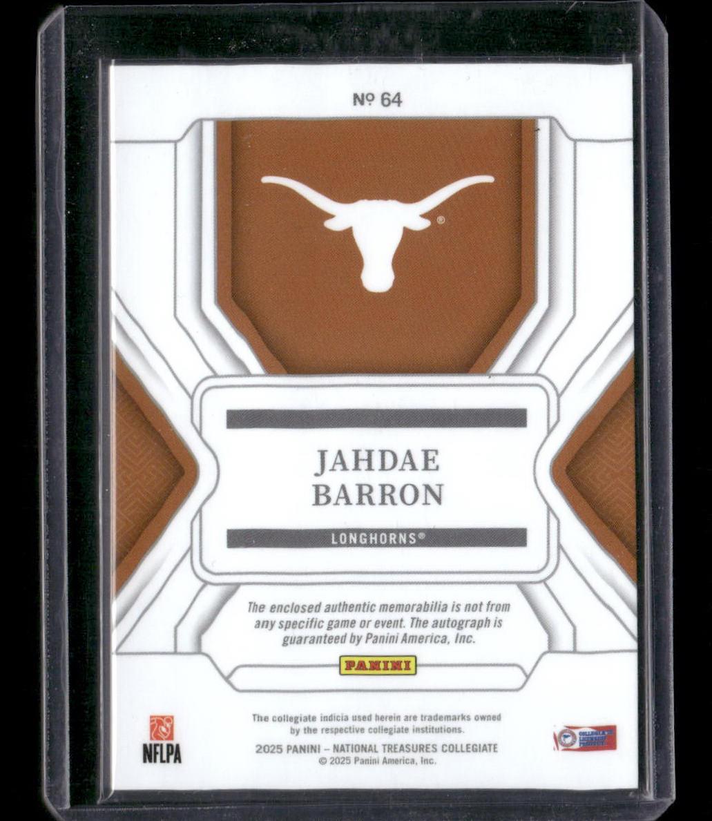 2025 National Treasures Collegiate Jahdae Barron College Materials Auto #/10