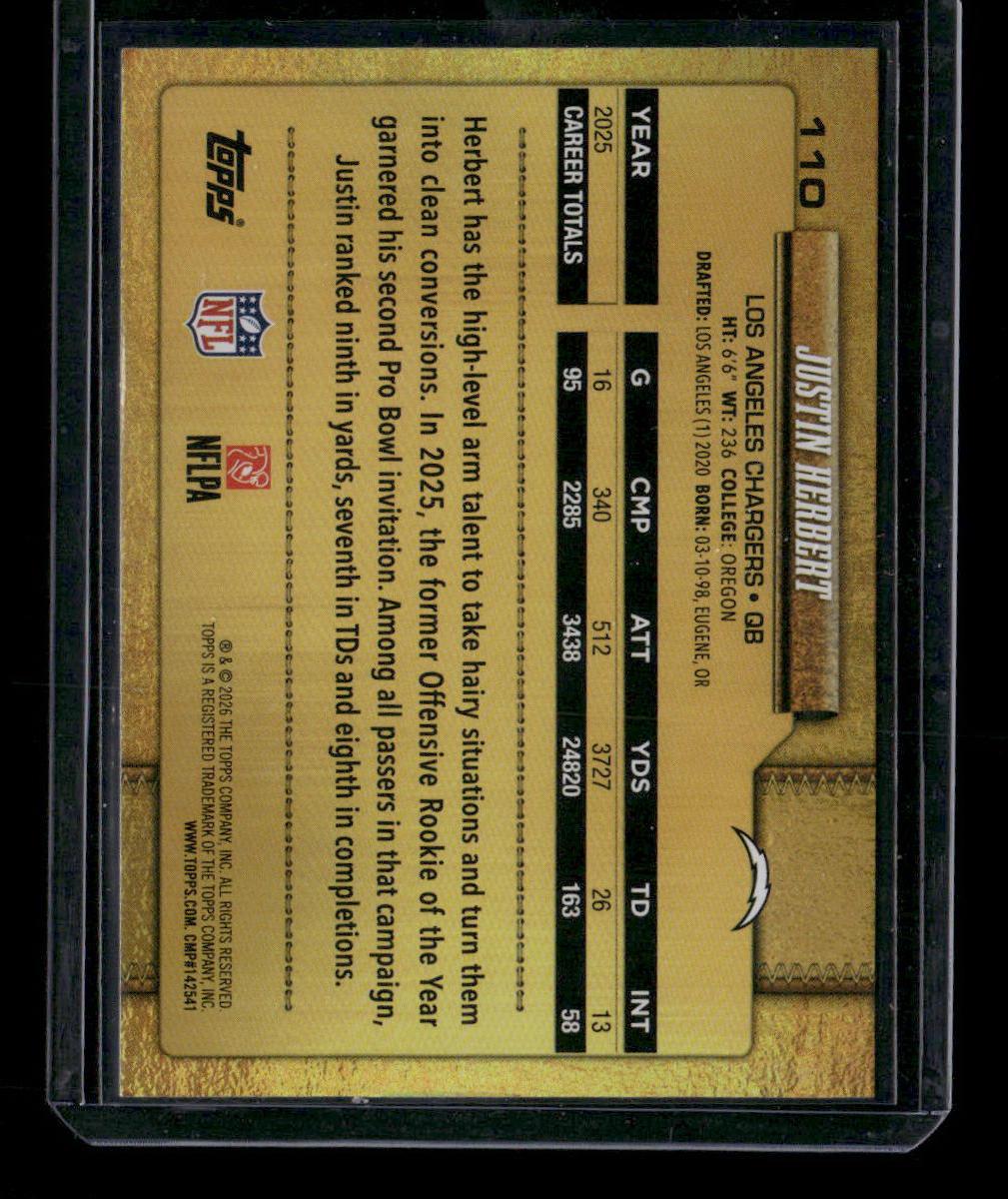 2026 Topps Flagship Football Justin Herbert Golden Mirror SSP