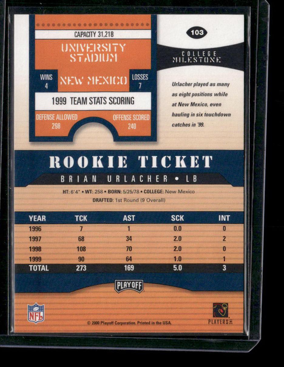 2000 Playoff Contenders #103 Brian Urlacher Auto