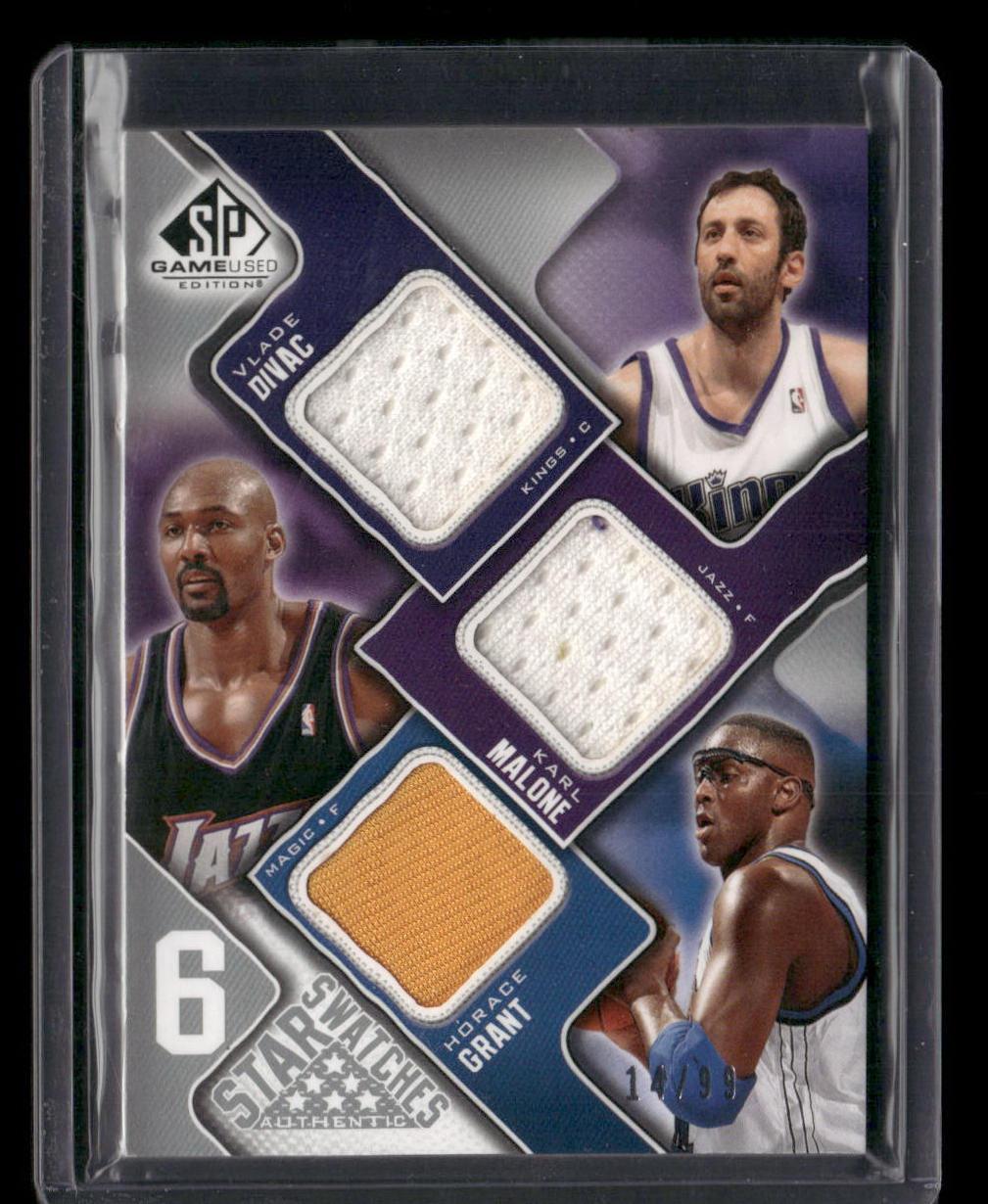 2009 SP Game Used 6 Star Swatches Bryant/O'Neal/Rodman/Divac/Malone/Grant #/99