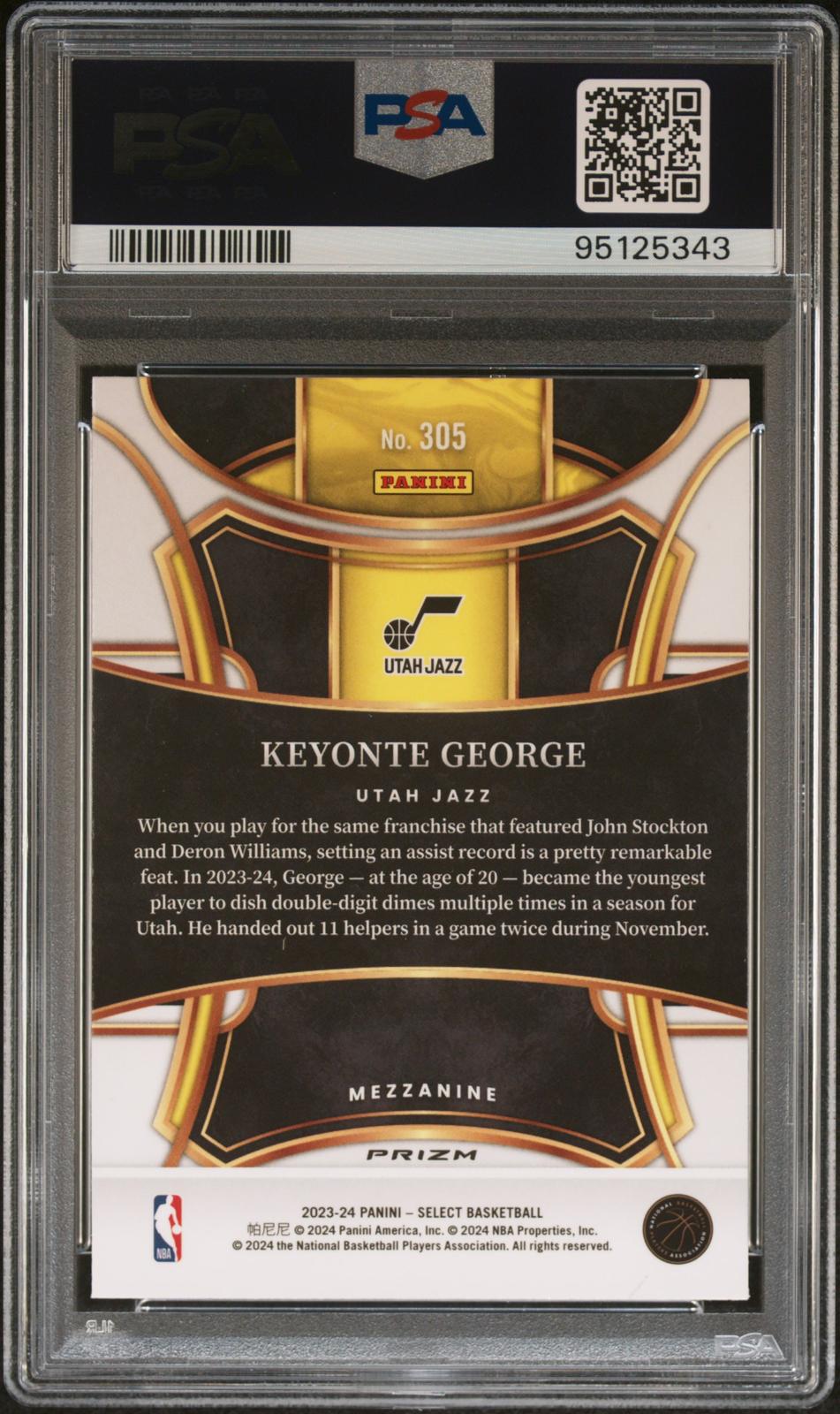 2023 Panini Select #305 Keyonte George Blue Prizm PSA 10