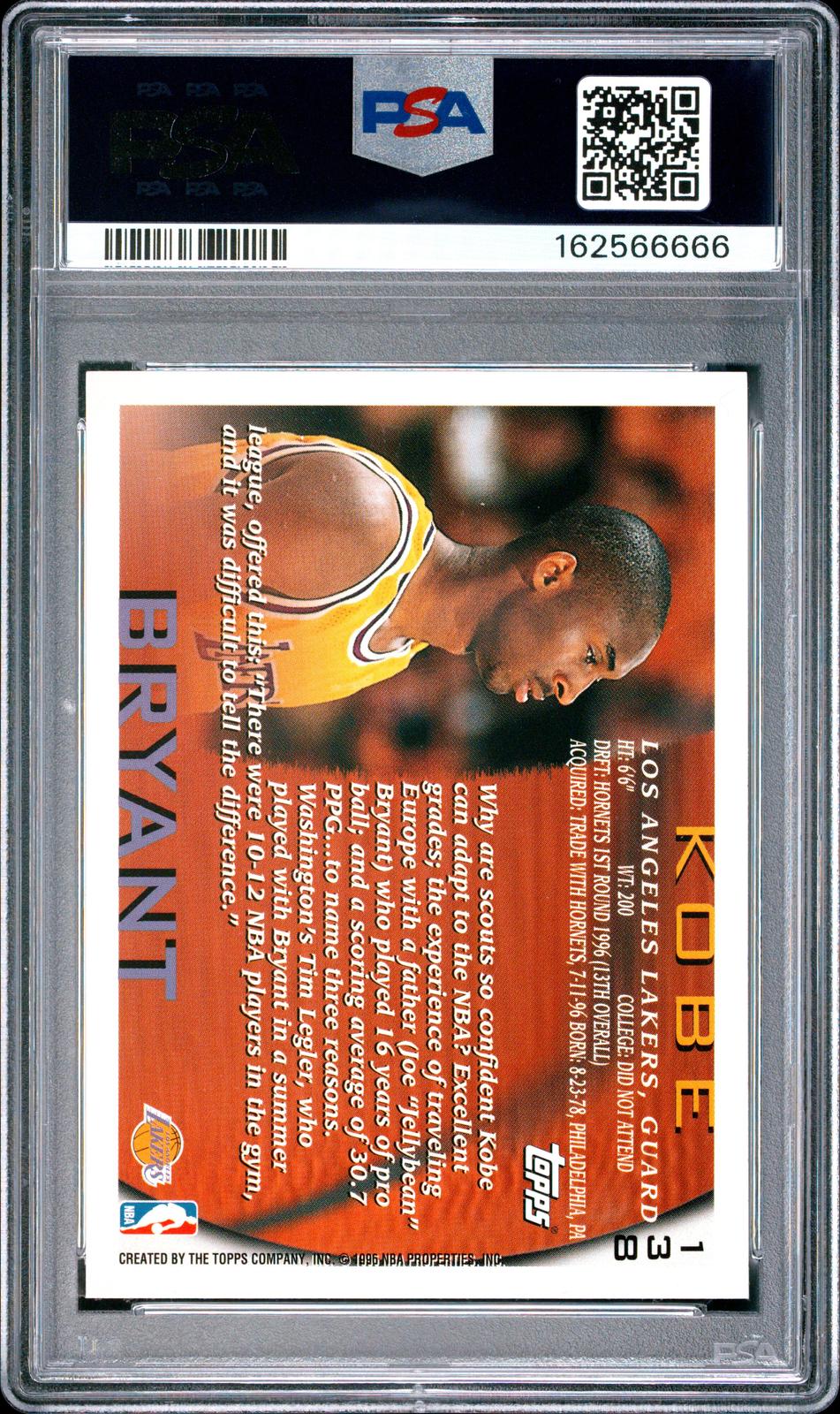 1996 Topps #138 Kobe Bryant PSA 6