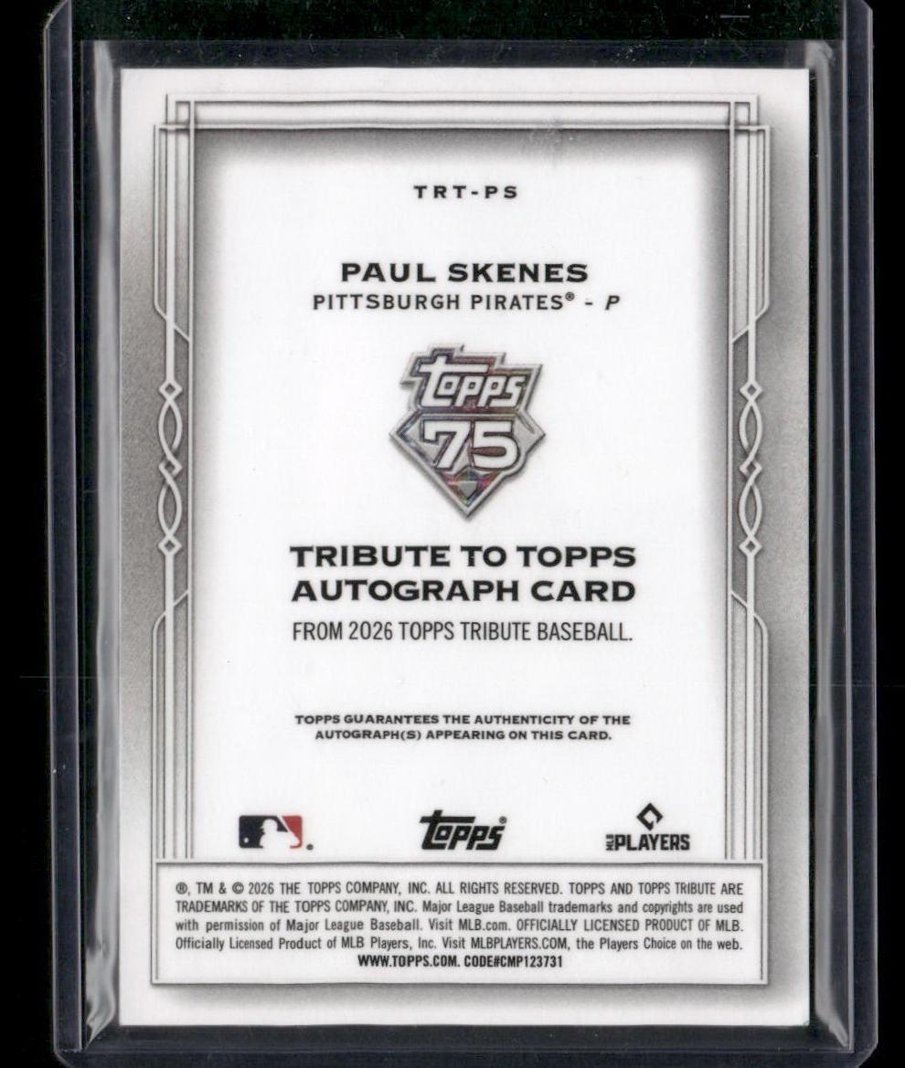 2026 Topps Tribute #TRT-PS Paul Skenes Tribute To Topps Autographs Orange #/25