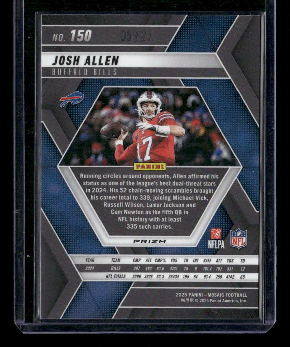 2025 Panini Mosaic #150 Josh Allen Red Wave #/27 Color Match