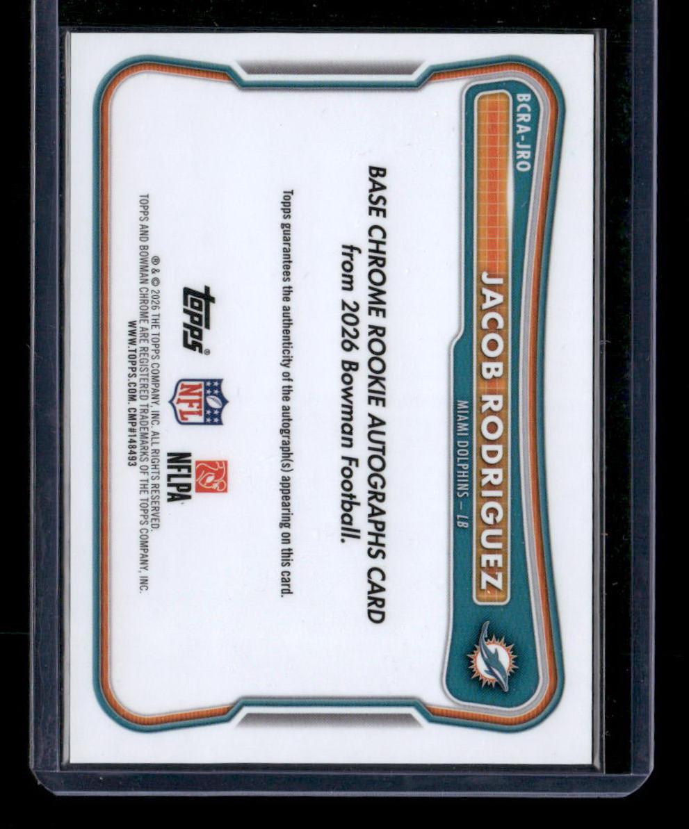 2026 Bowman #186 Jacob Rodriguez Chrome Gold Mojo Refractor Rookie Auto #/50