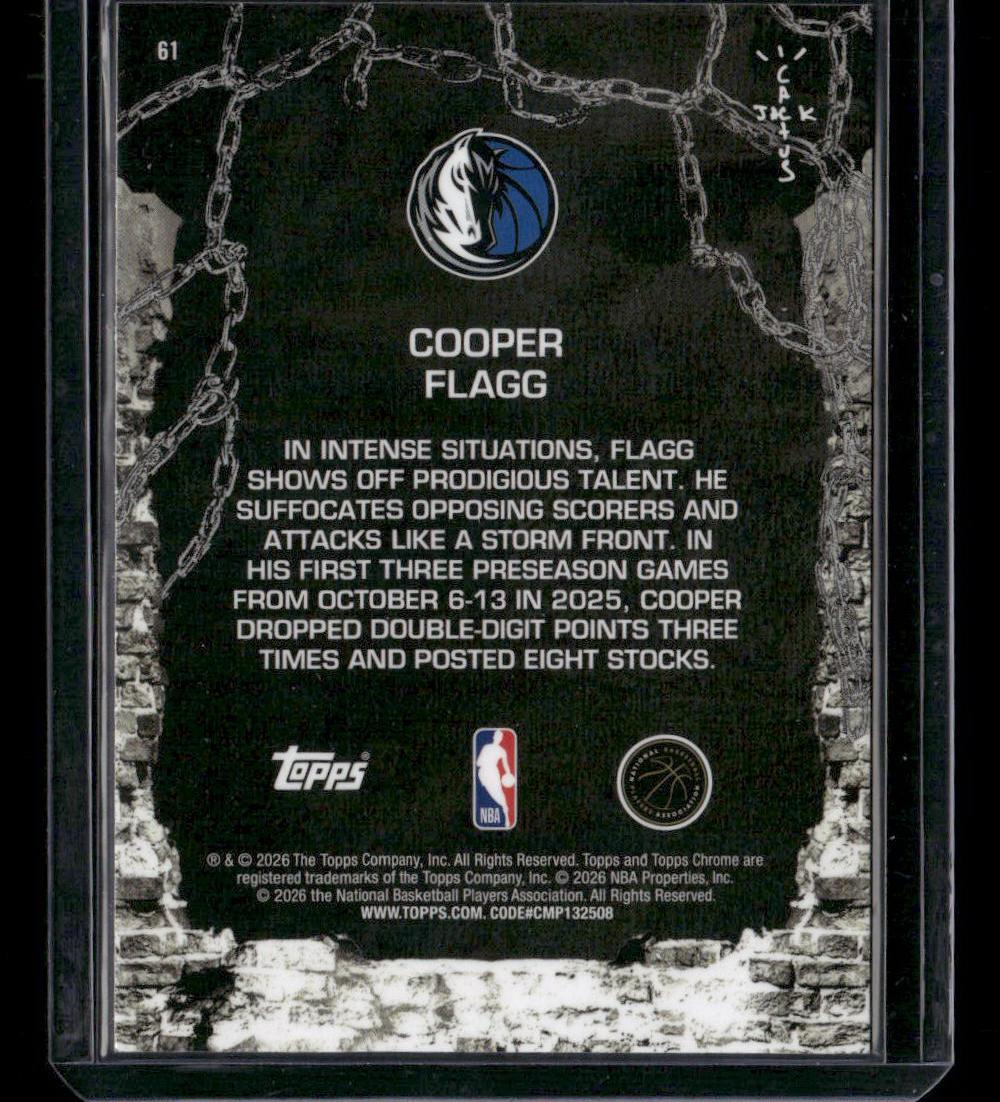 2025-26 Topps Chrome Cactus Jack #61 Cooper Flagg Green Refractor #/99
