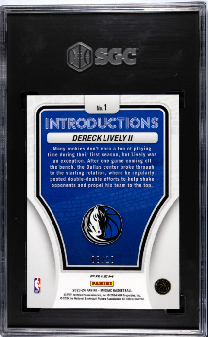 2023-24 Panini Mosaic #1 Dereck Lively II Introductions Gold Prizm /10 SGC 10