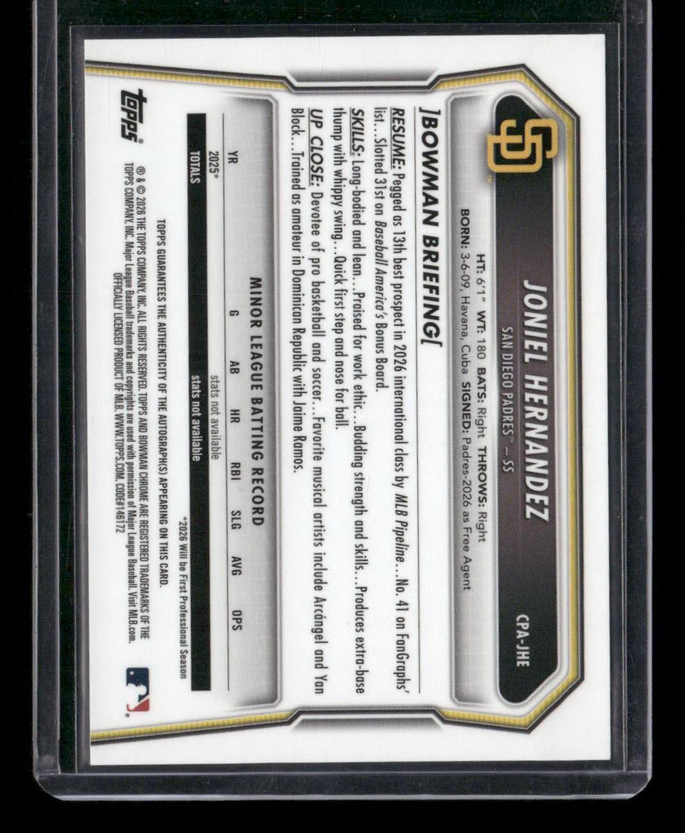 2026 Bowman Chrome Joniel Hernandez Prospect Auto International Refractor #/5