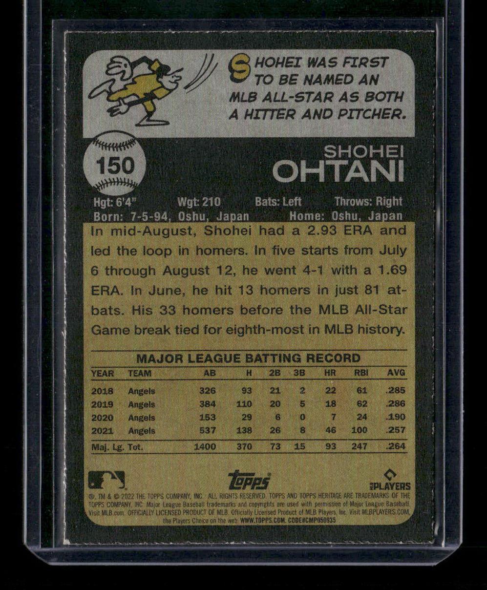 2022 Topps Heritage #150 Shohei Ohtani Chrome Blue Sparkle