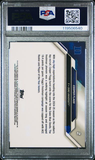 2025 Bowman U Now March Madness Cooper Flagg NCAA Logo Parallel /25 SSP PSA 10