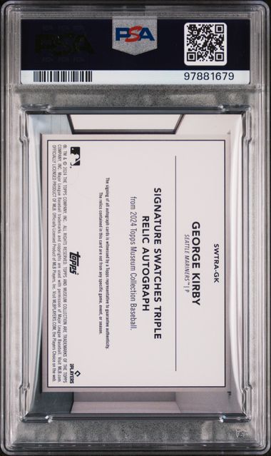 2024 Museum Collection George Kirby Signature Swatches Triple Relic Auto #/100 PSA 7