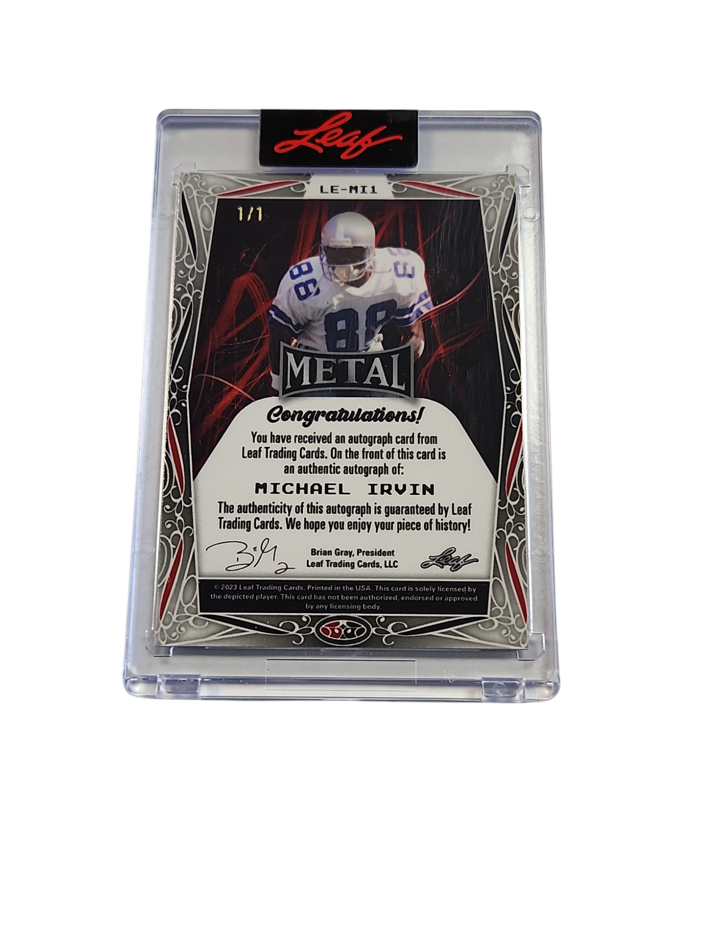 Leaf Metal Michael Irvin Signed 1/1
