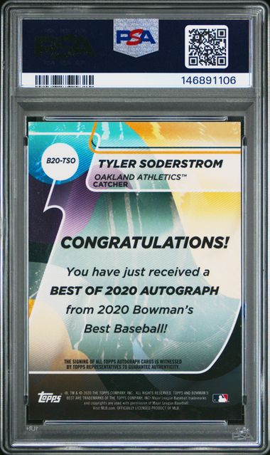 2020 Bowman's Best Tyler Soderstrom Best of 2020 On Card Auto PSA 10