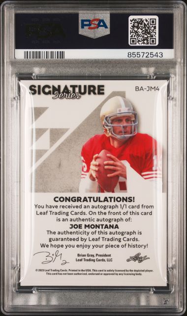2023 Leaf Signature Series Joe Montana Street Art Pattern 10 1/1 Auto PSA 8