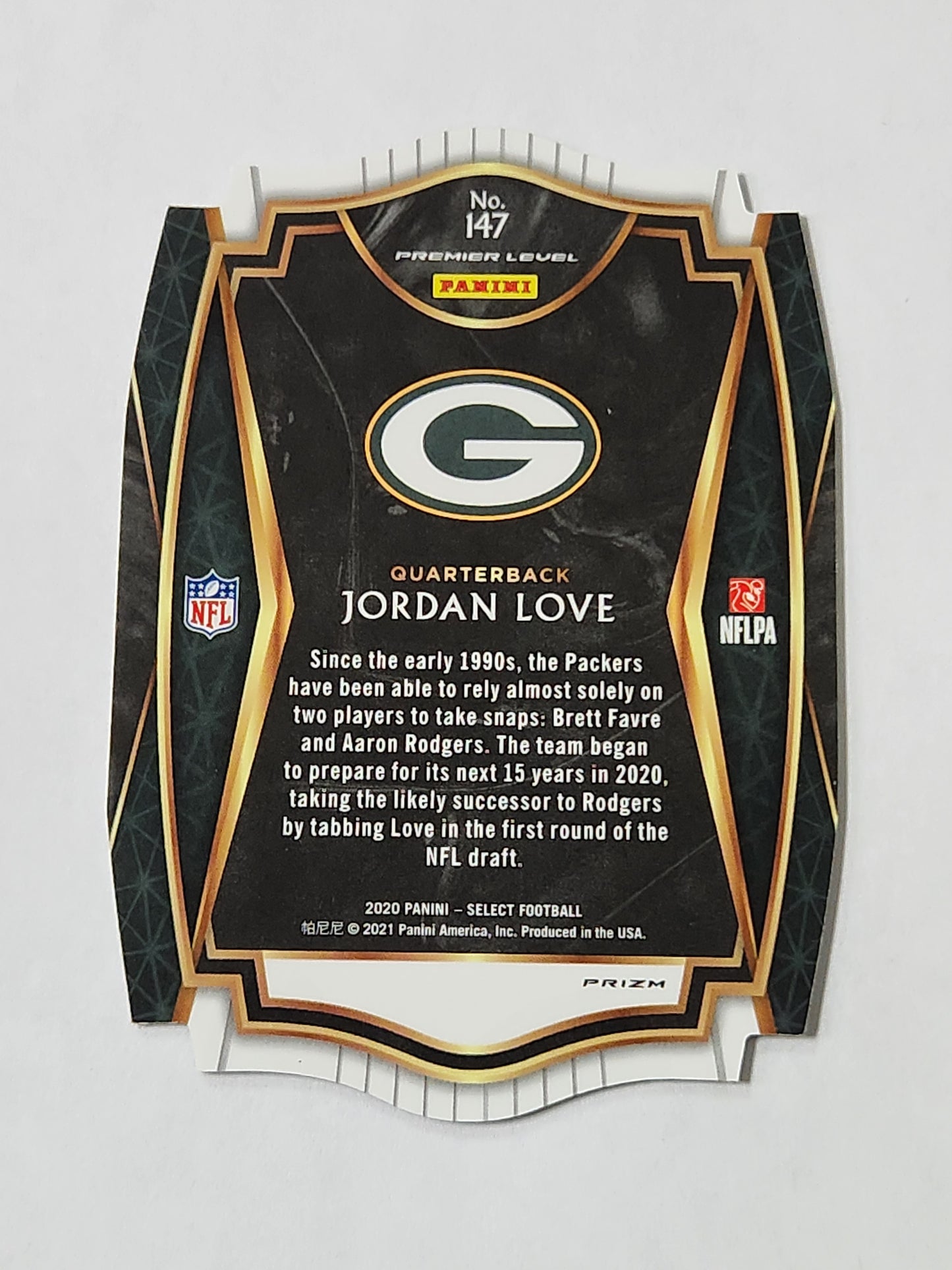 2020 Select Jordan Love Premier Level Red Die Cut Rookie Card