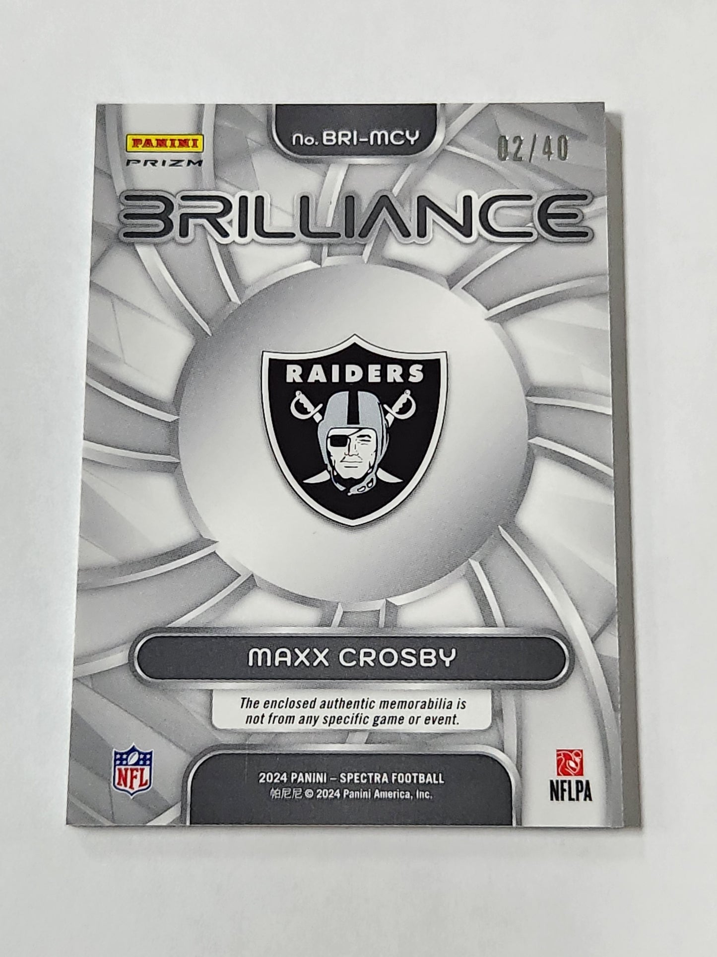 2024 Spectra Maxx Crosby Brilliance Jersey Astral # /40