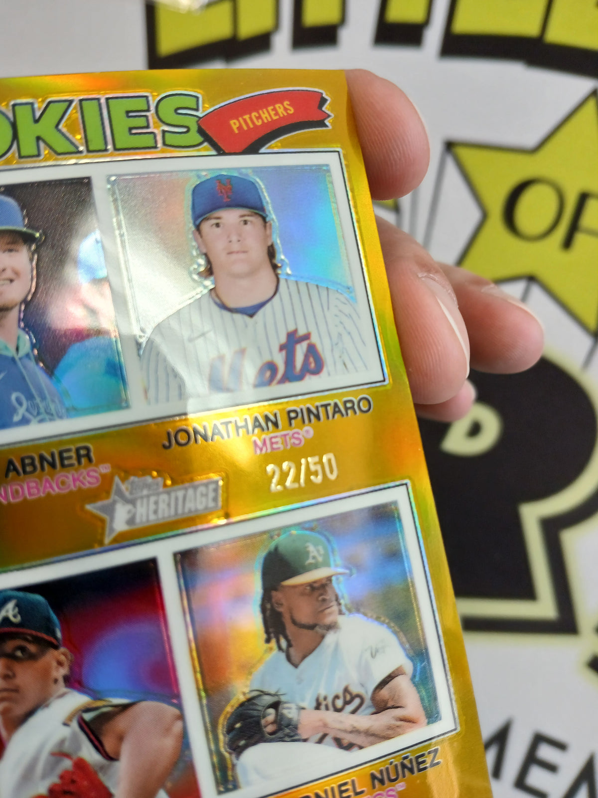 2026 Topps Heritage Rookies Pitchers Philip Abner Jonathan Pinatro Didier Fuentes Eduarniel Nunez Gold #/50 #372