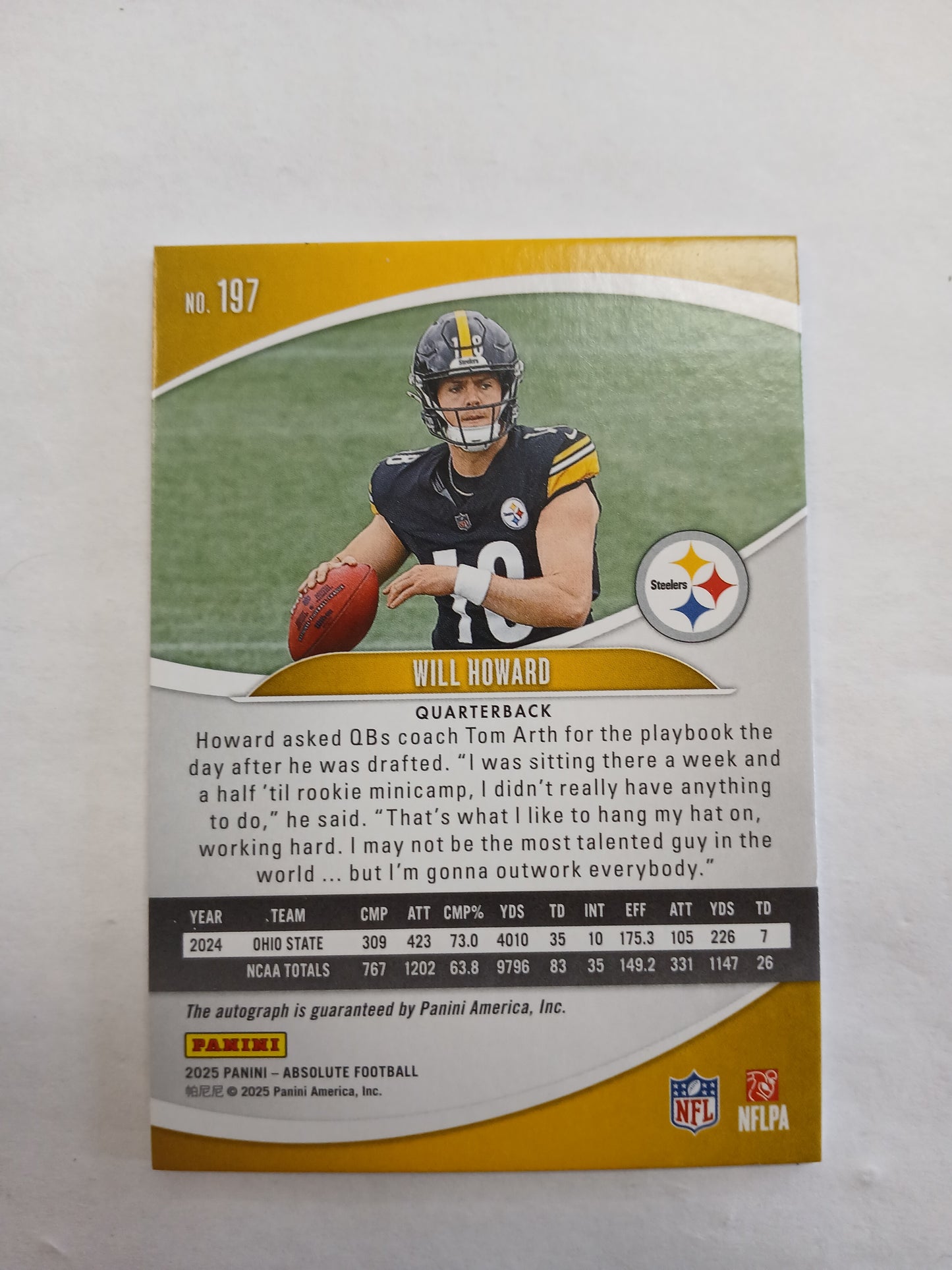 2025 Absolute Football Will Howard Rookie Auto Red Foil #/100