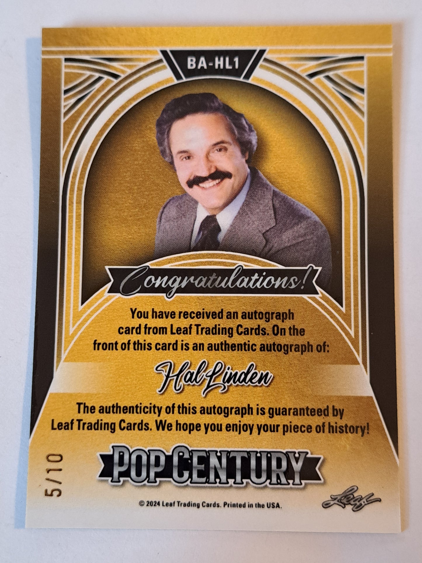 2024 Leaf Pop Century Hal Linden /10 Auto NM BA-HL1