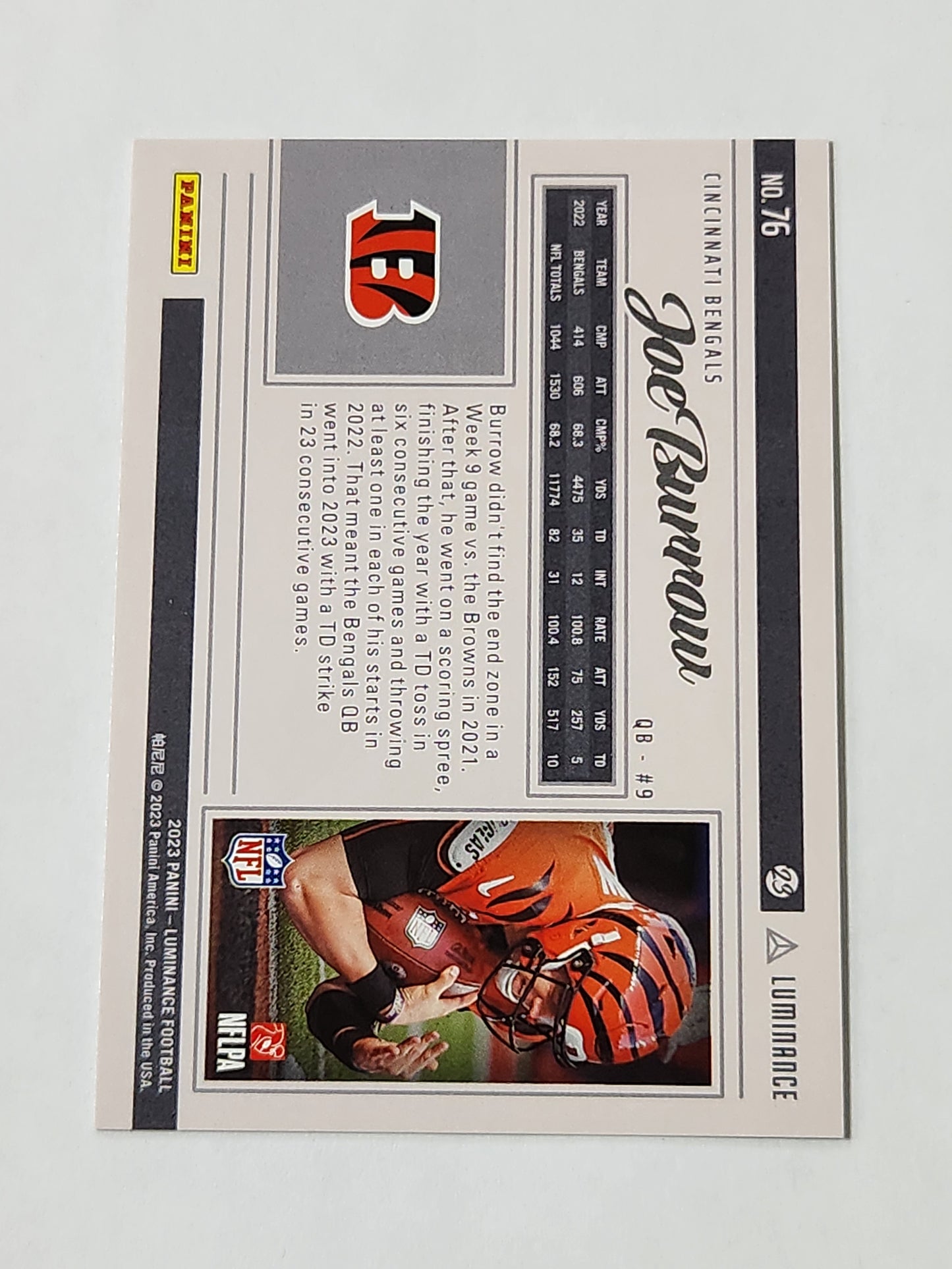 2023 Luminance Joe Burrow Sparkle /50 No. 76