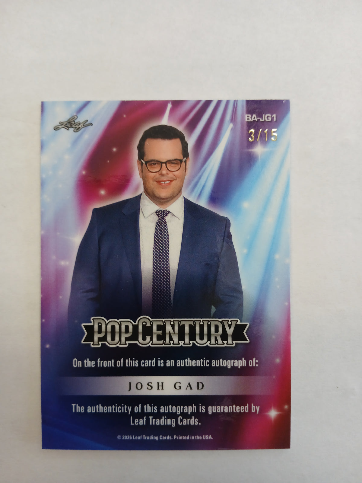 2026 Leaf Pop Century Josh Gad Olaf Inscription Auto #/15