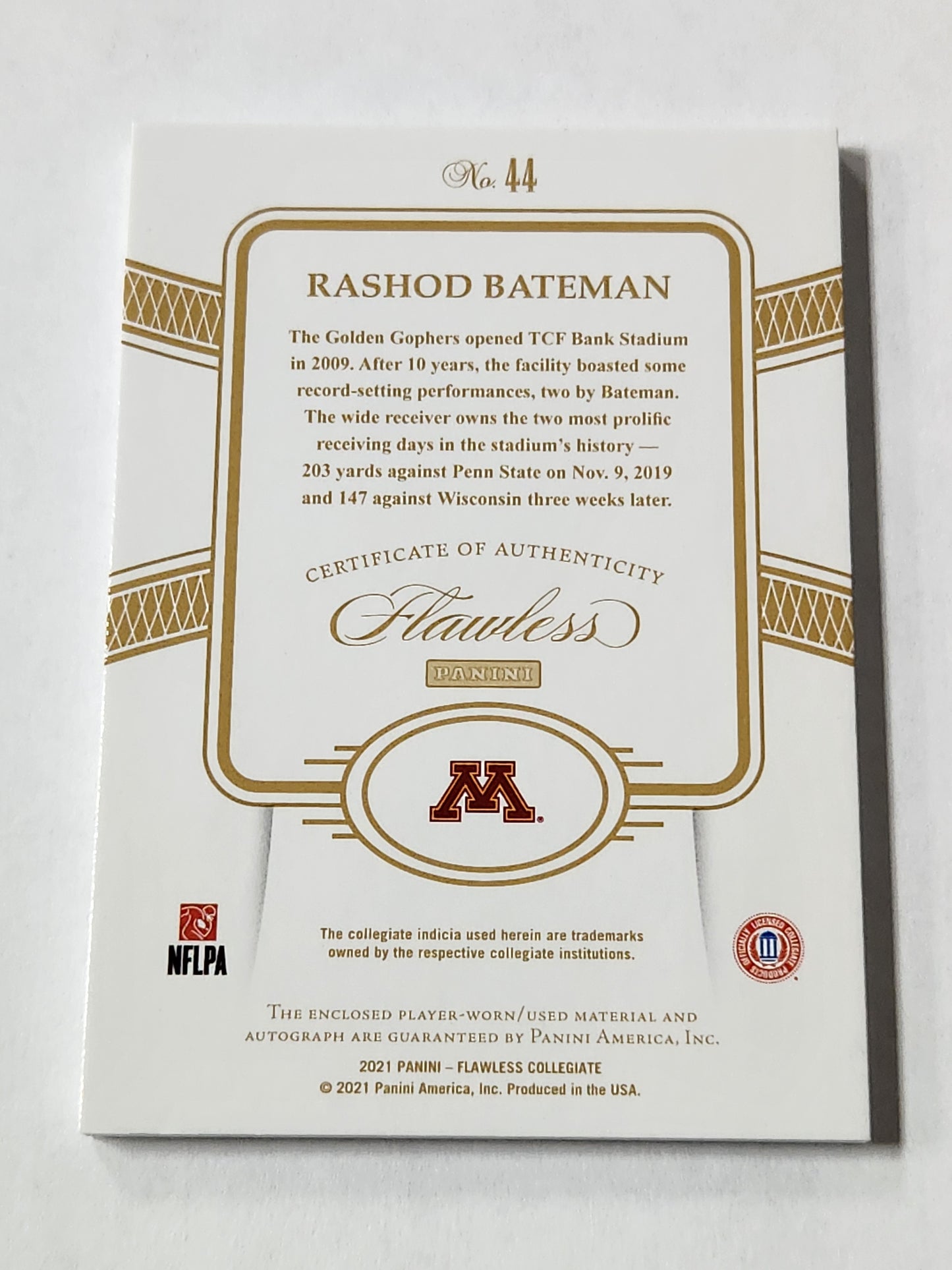 2021 Flawless Draft Picks Rashod Bateman Rookie Patch On Card Auto /15