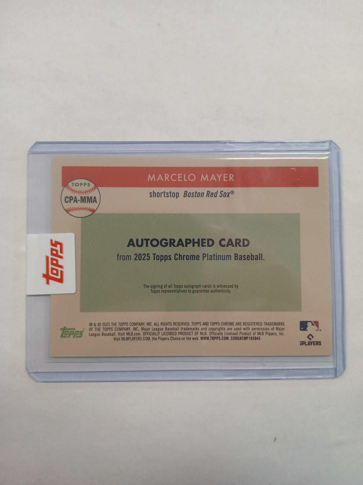 2025 Topps Chrome Platinum Marcelo Mayer Rookie Blue Tolie Refractor On Card Auto #/99