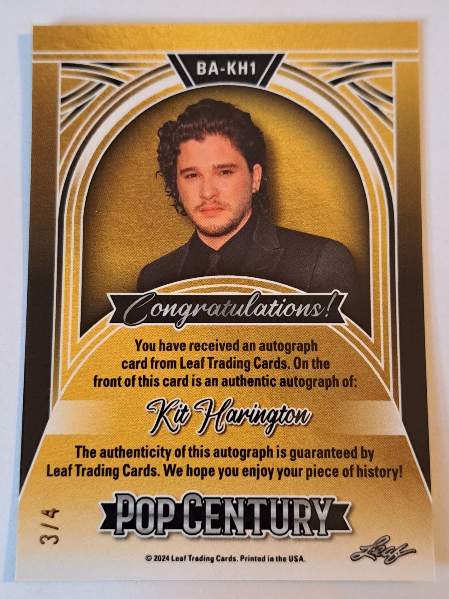 2024 Leaf Pop Century Kit Harrington /4 NM Auto