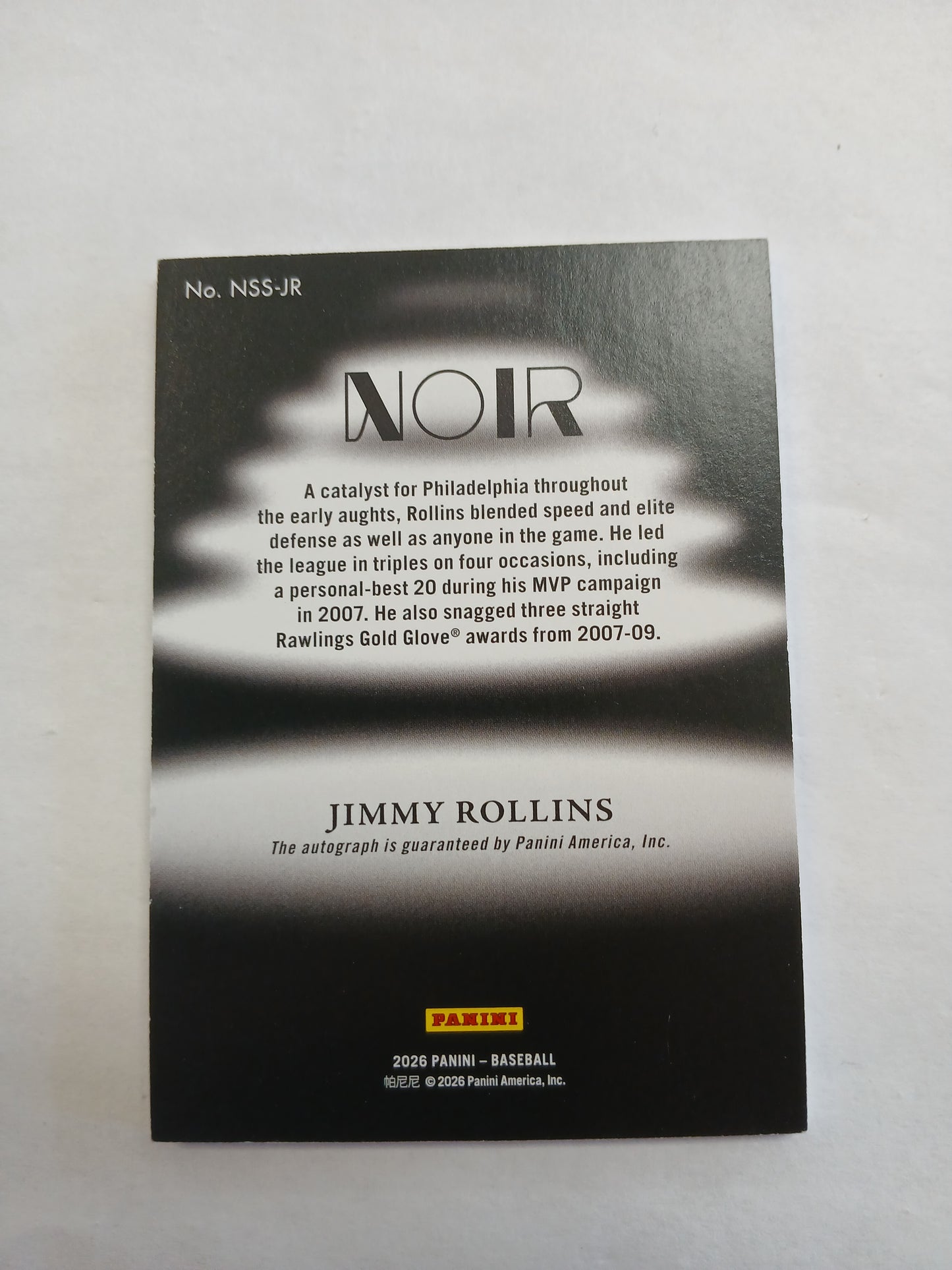 2026 Noir Jimmy Rollins Shadow Signatures On Card Auto #/99
