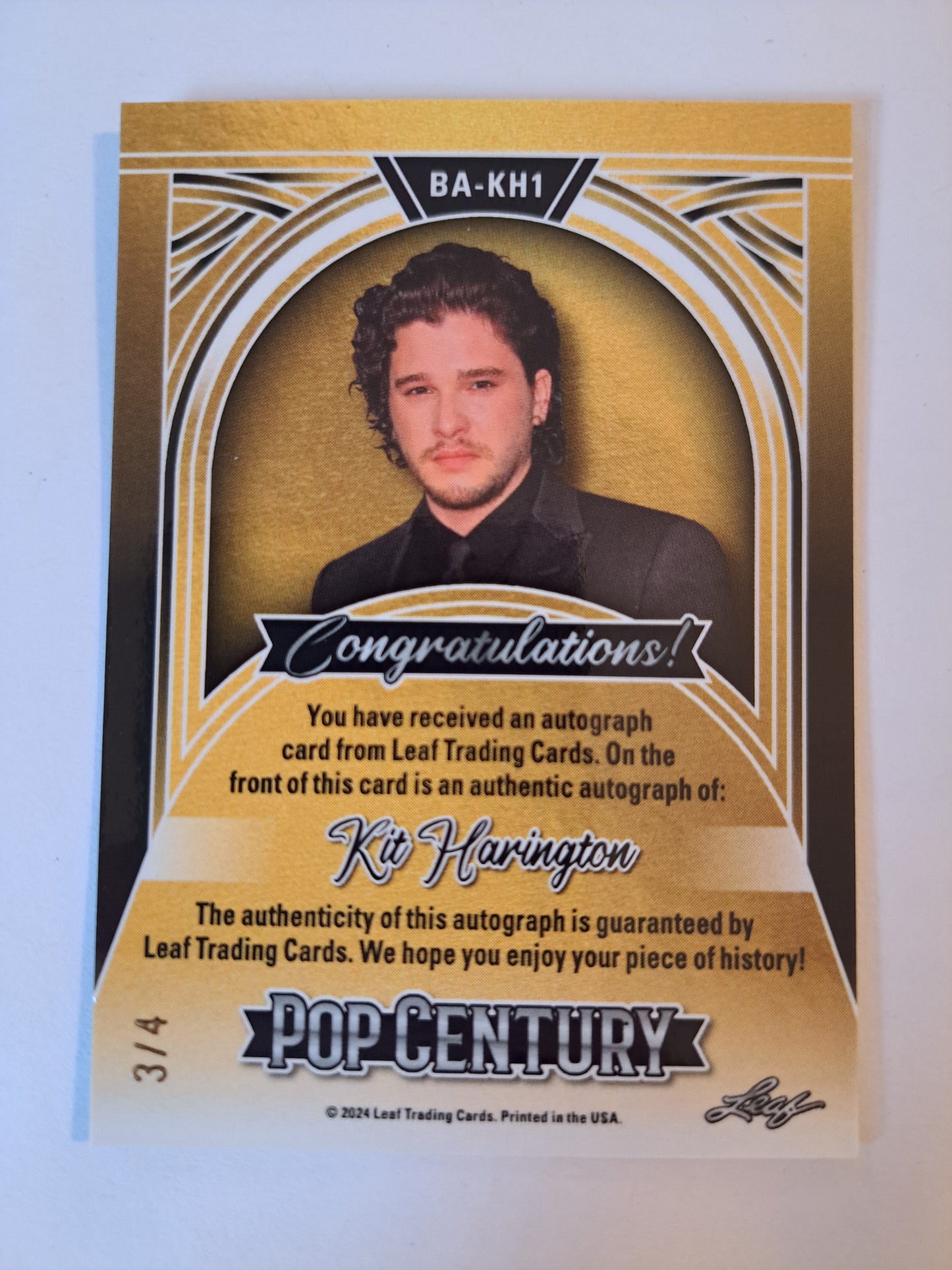 2024 Leaf Pop Century Kit Harrington /4 NM Auto